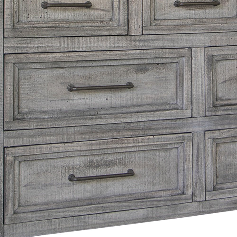 Brown Solid Wood Seven Drawer Double Dresser - 62-inch