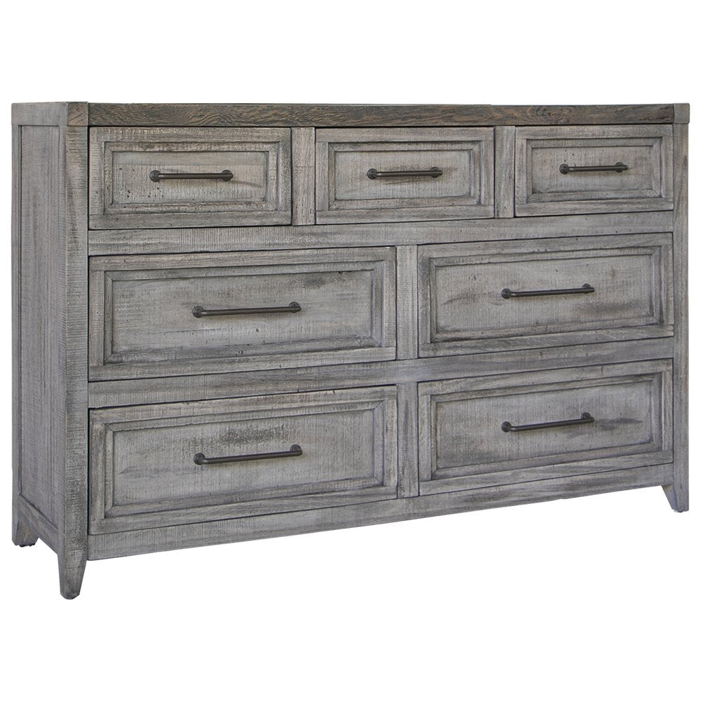 Brown Solid Wood Seven Drawer Double Dresser - 62-inch