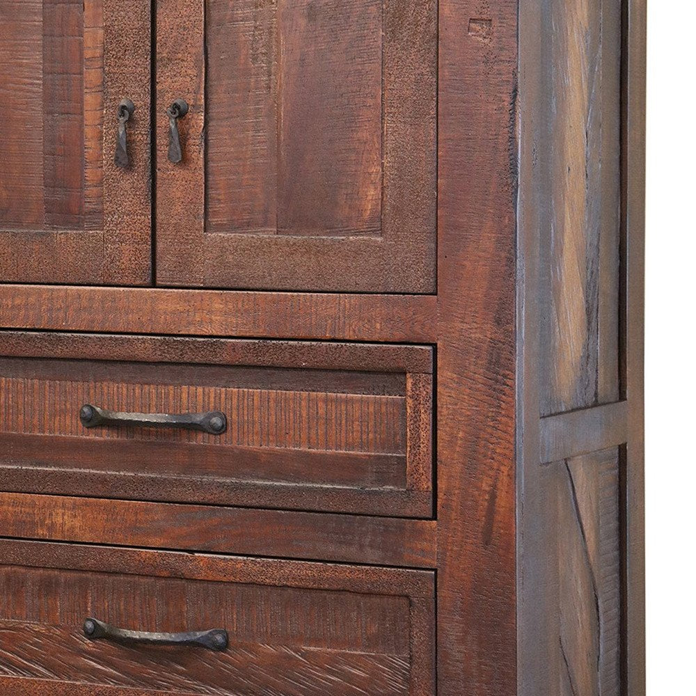 Brown Solid Wood Seven Drawer Double Dresser - 61-inch