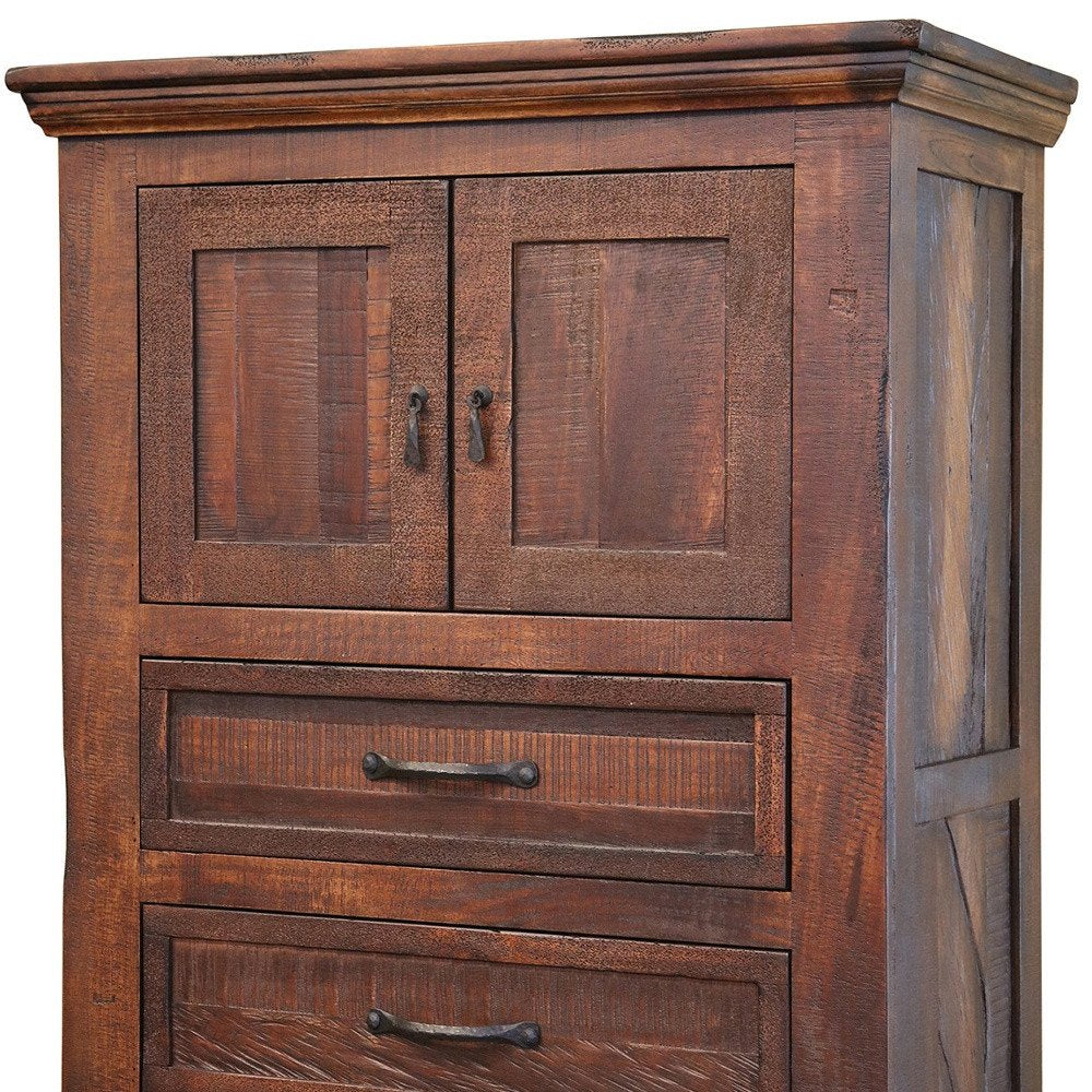 Brown Solid Wood Seven Drawer Double Dresser - 61-inch