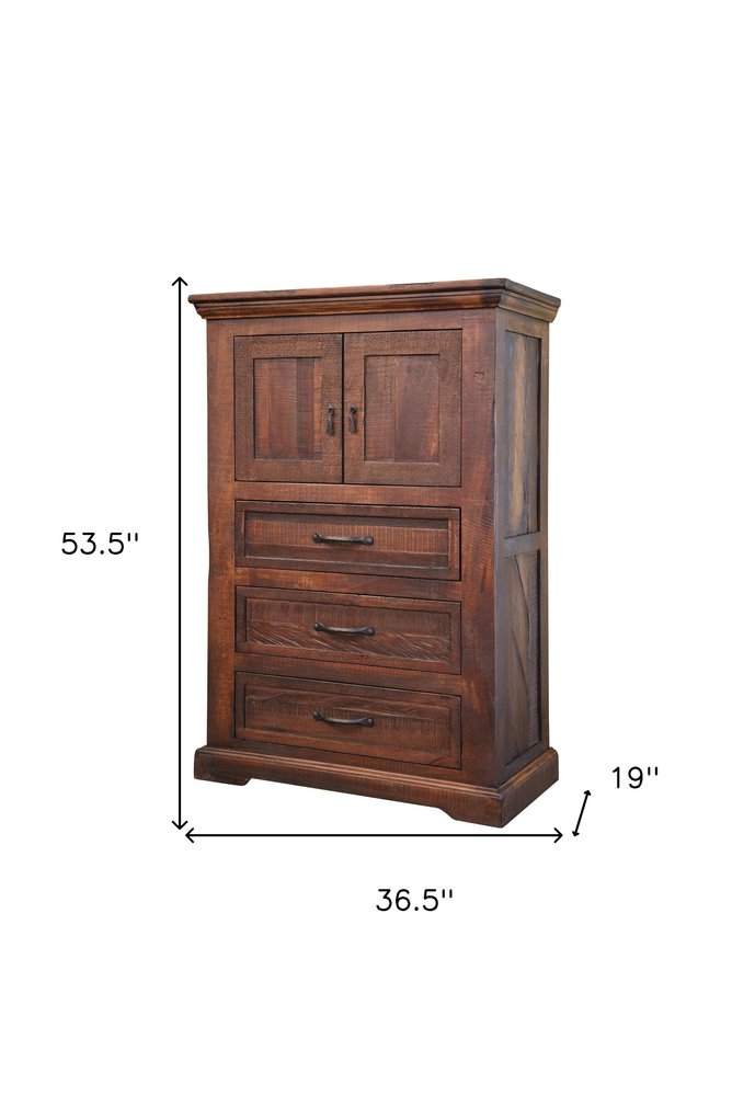 Brown Solid Wood Seven Drawer Double Dresser - 61-inch