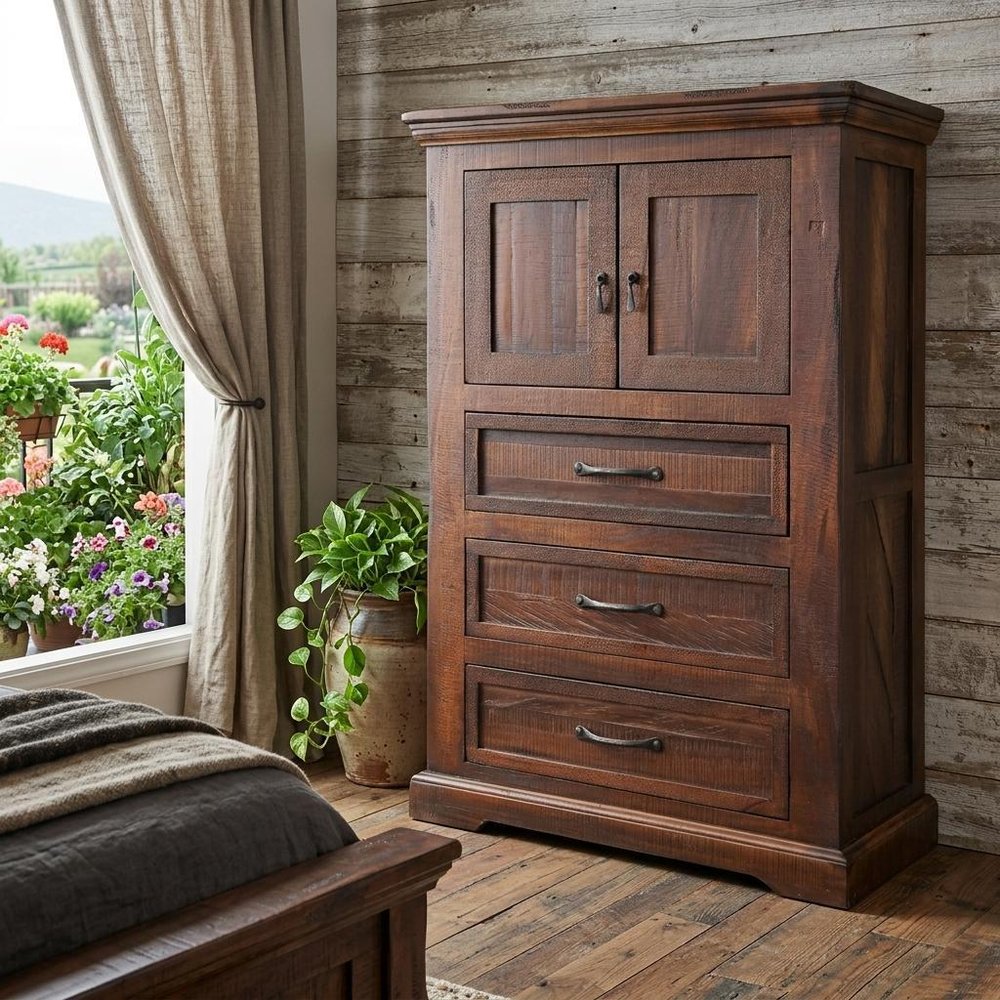 Brown Solid Wood Seven Drawer Double Dresser - 61-inch