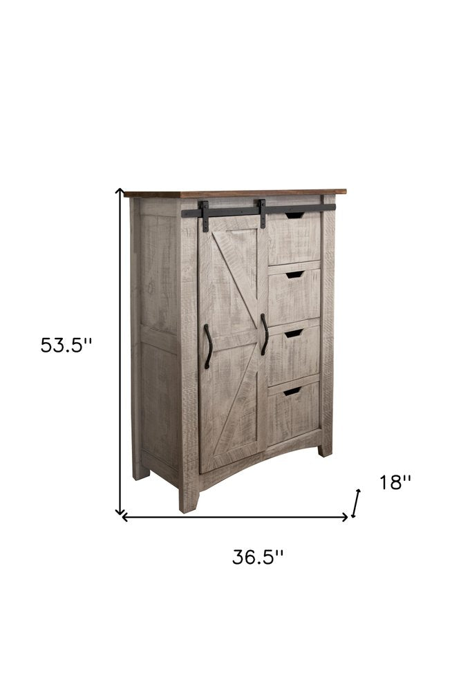 Light Gray Solid Wood Four Drawer Chest - 37-inch