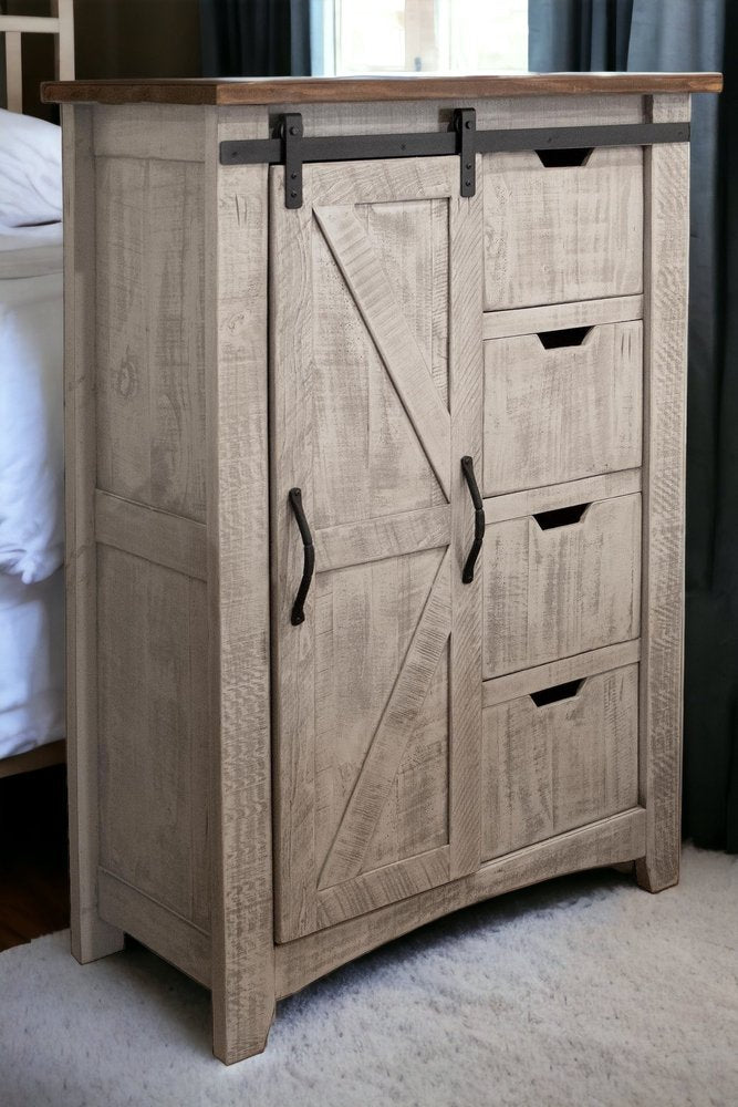 Light Gray Solid Wood Four Drawer Chest - 37-inch
