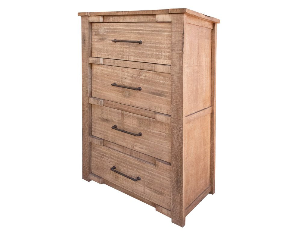 Natural Solid Wood Four Drawer Dresser - 36-inch