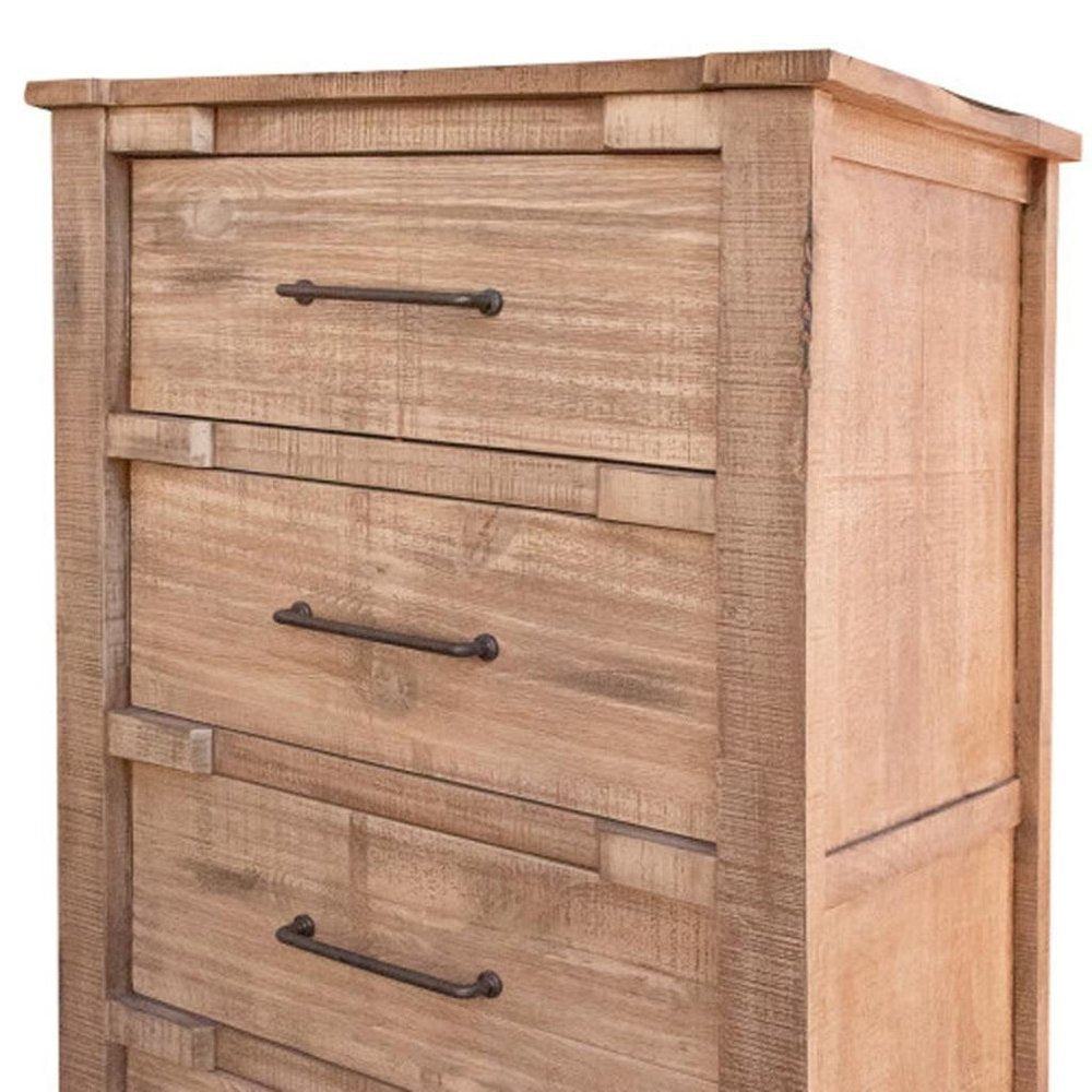 Natural Solid Wood Four Drawer Dresser - 36-inch