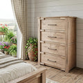 Natural Solid Wood Four Drawer Dresser - 36-inch