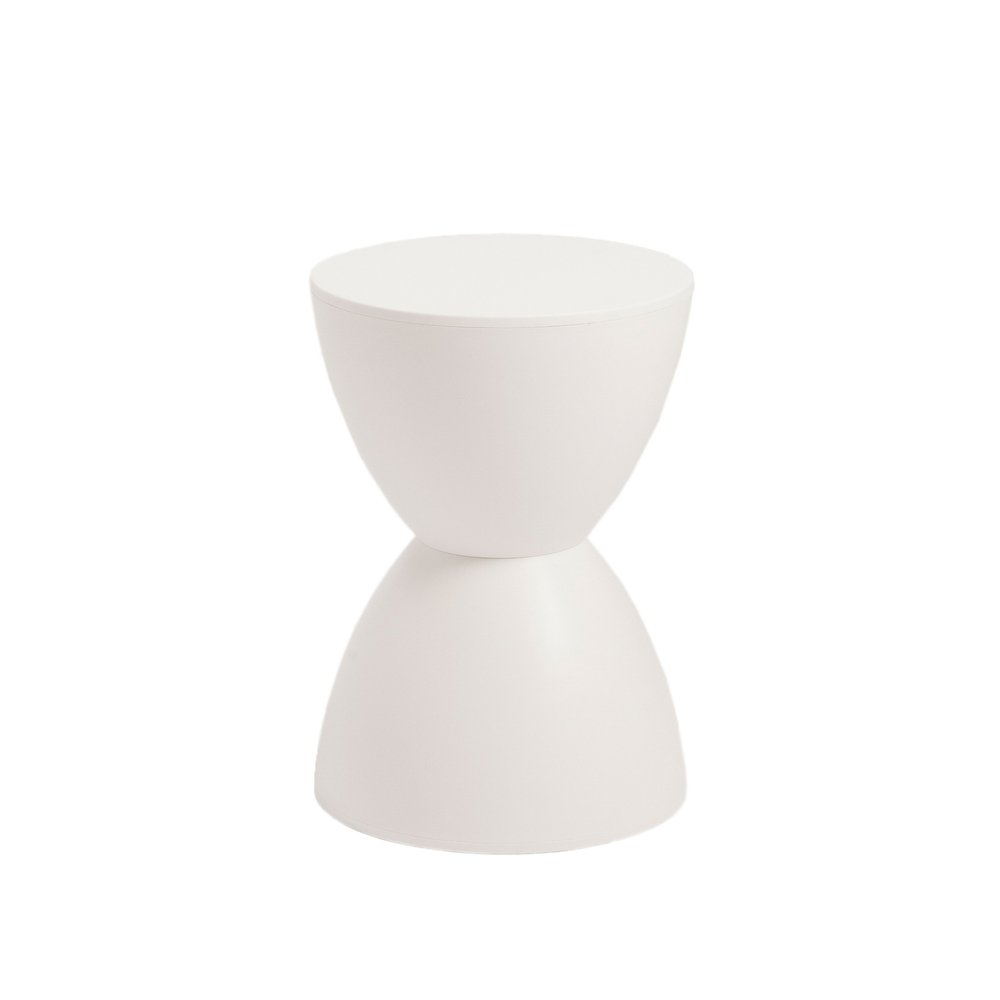 White Heavy Duty Plastic Round Pedestal End Table - 17-inch