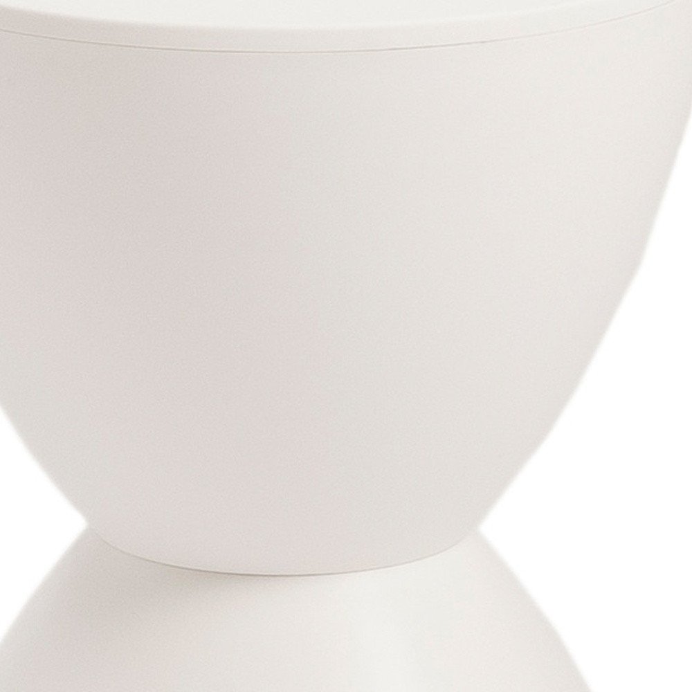 White Heavy Duty Plastic Round Pedestal End Table - 17-inch
