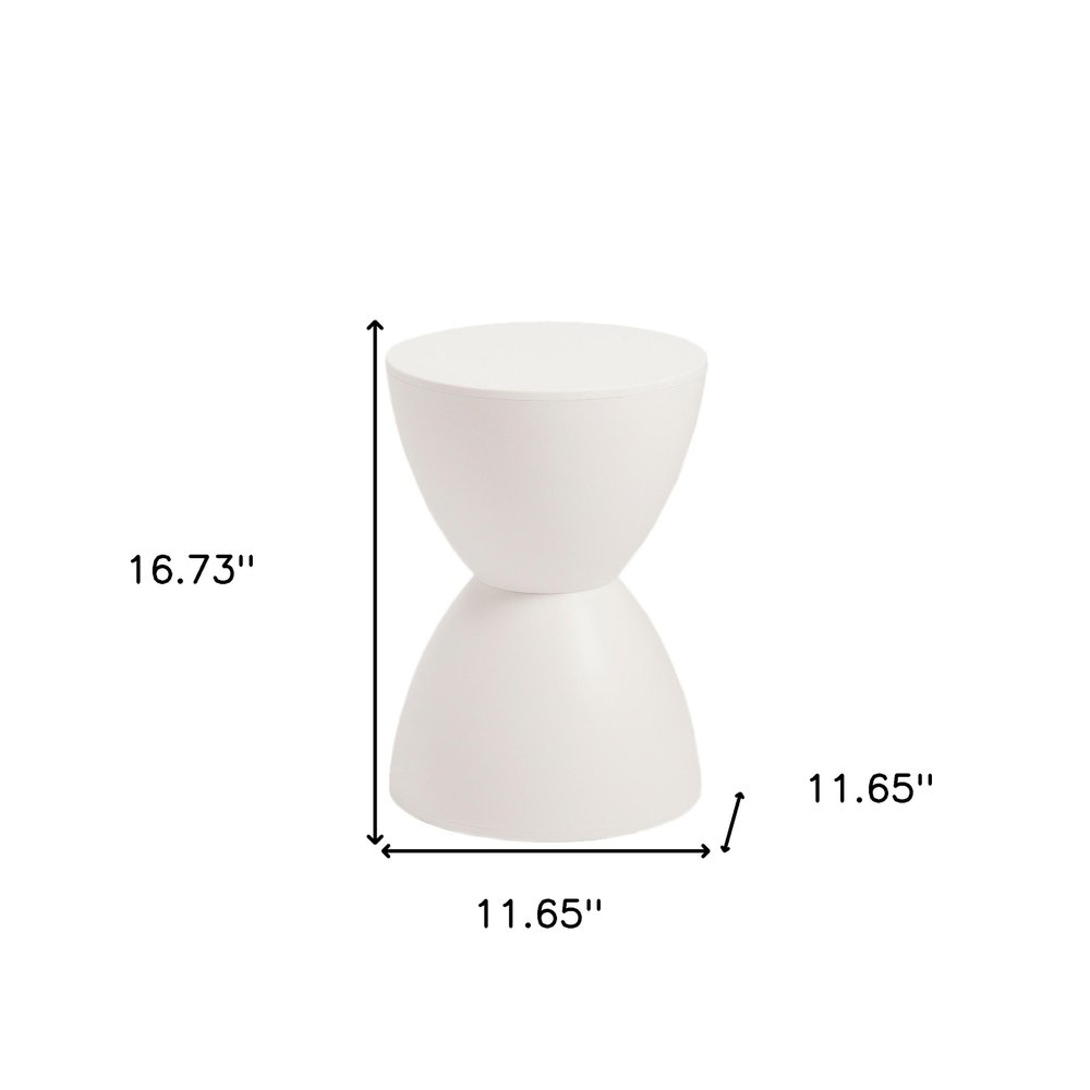 White Heavy Duty Plastic Round Pedestal End Table - 17-inch