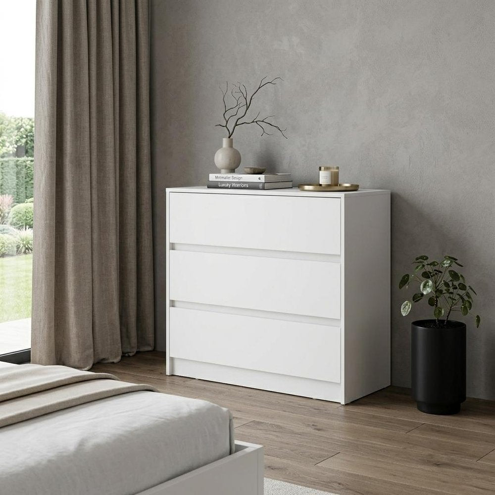 White Three Drawer Dresser - 33-inch