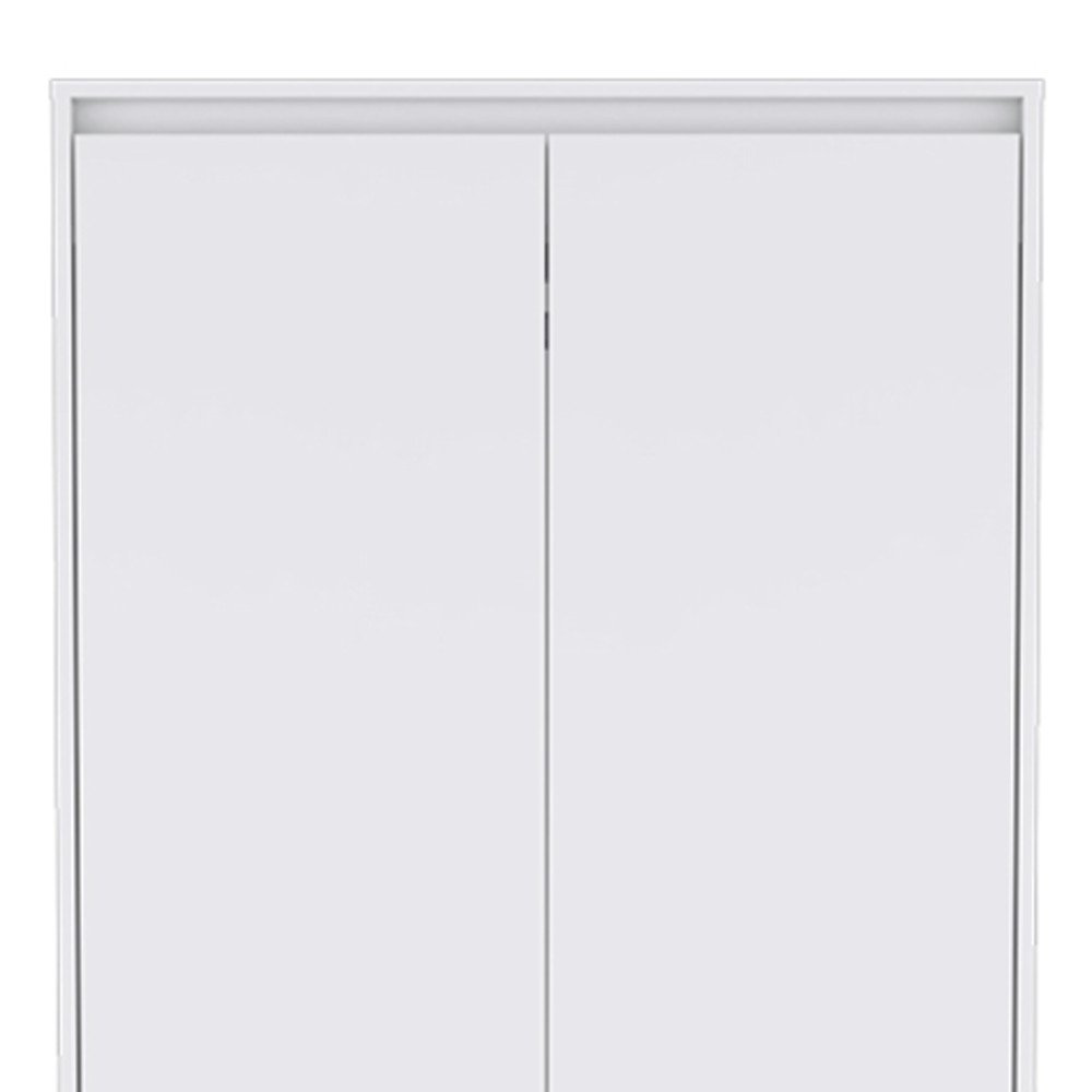 White Wood Two Door Two Drawer Combo Dresser - 71-inch