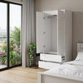 White Wood Two Door Two Drawer Combo Dresser - 71-inch