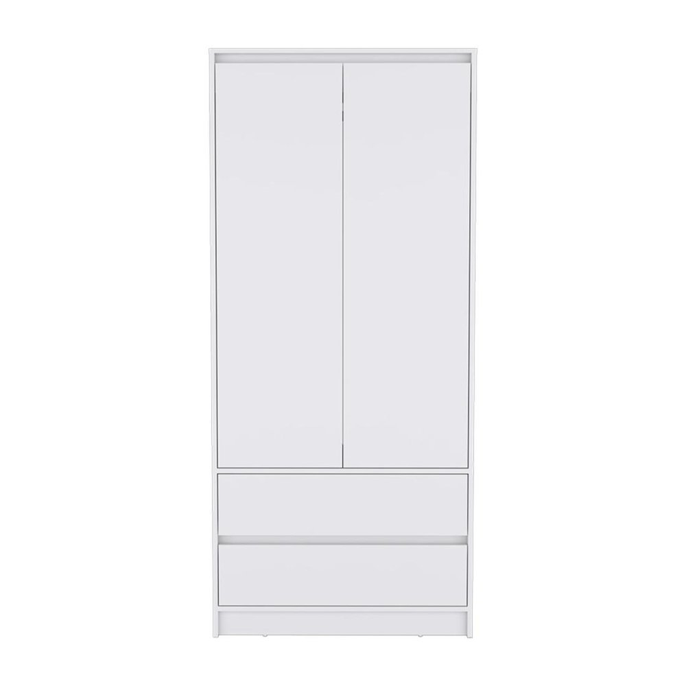 White Wood Two Door Two Drawer Combo Dresser - 71-inch