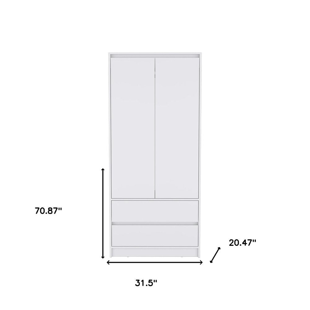 White Wood Two Door Two Drawer Combo Dresser - 71-inch