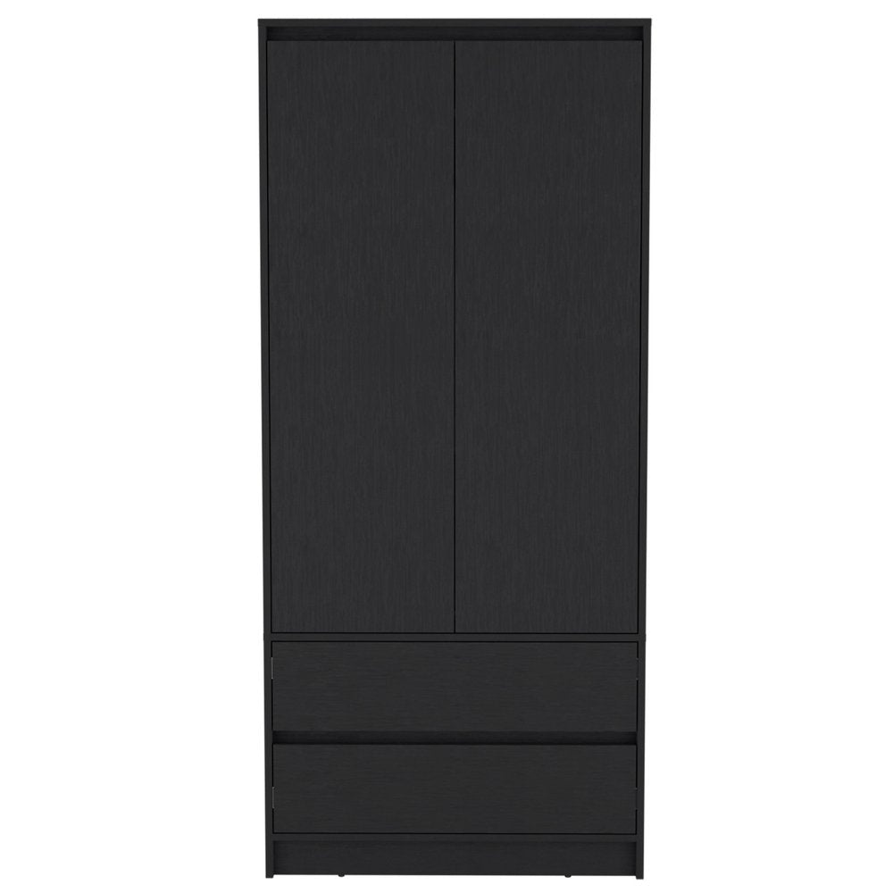 Black Wood Two Drawer Combo Dresser - 71-inch