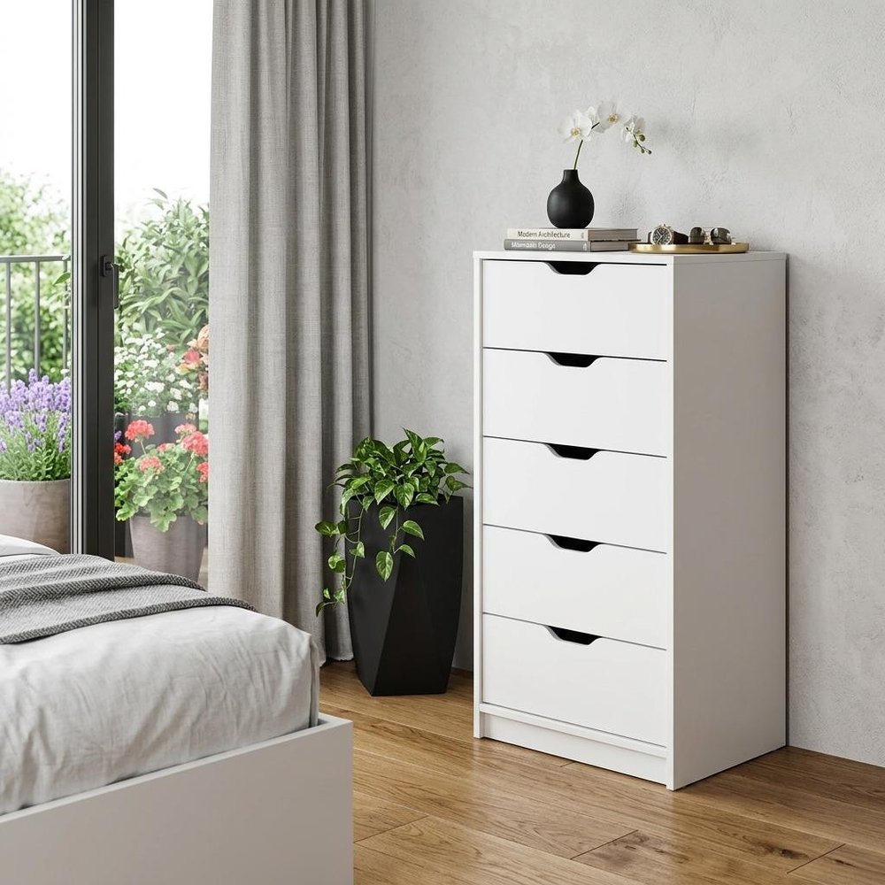White Five Drawer Standard Chest - 18-inch