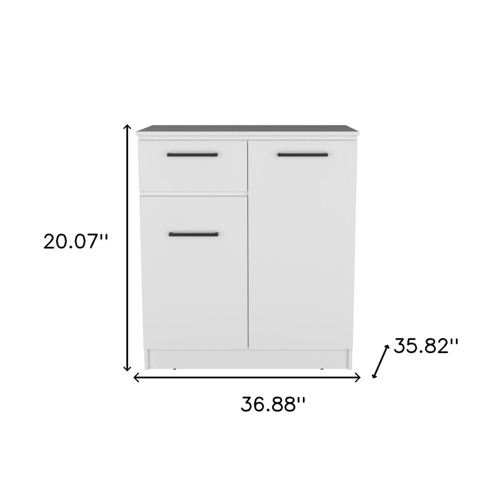 White Wood Accent Cabinet with Two Doors and One Drawer - 37-inch