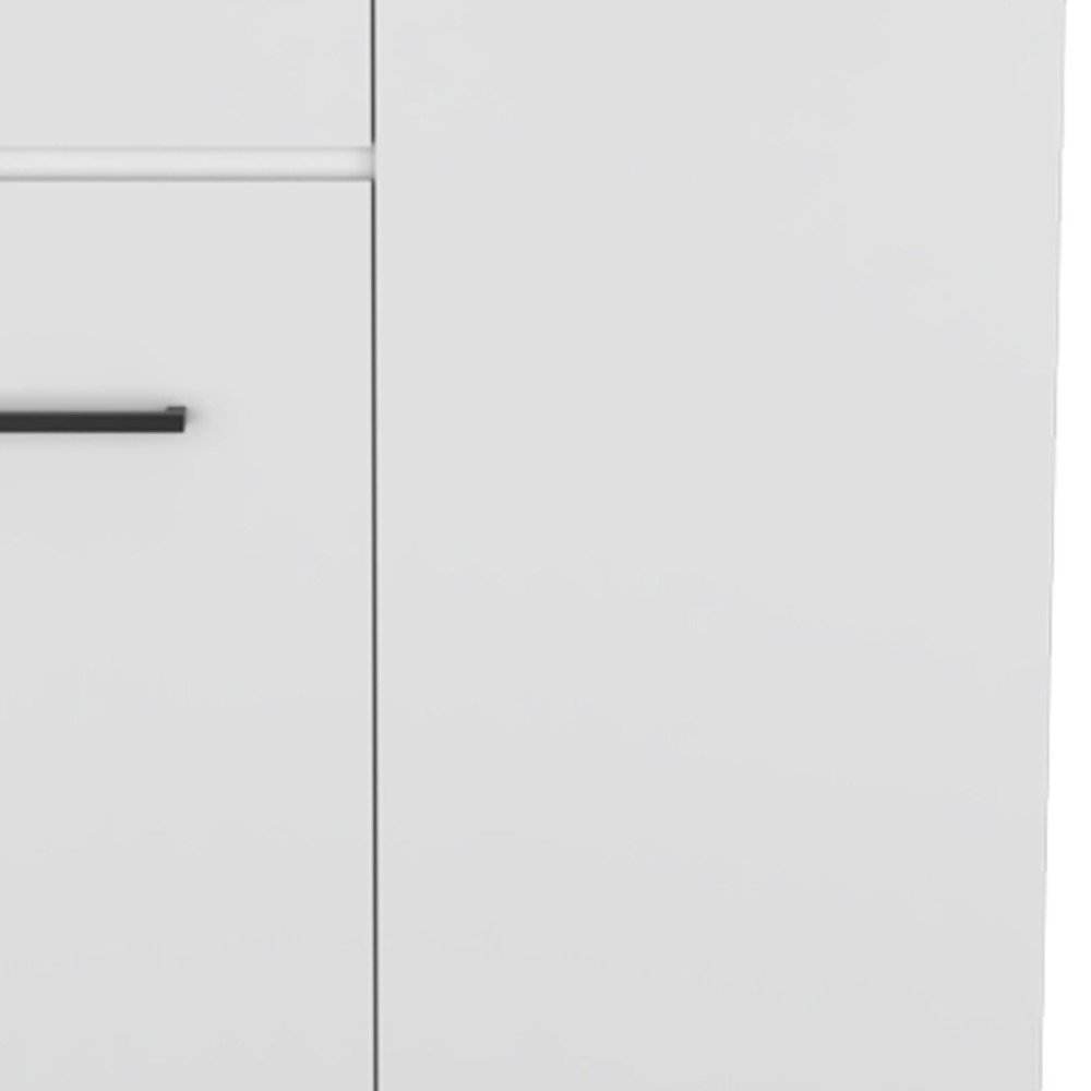 White Wood Accent Cabinet with Two Doors and One Drawer - 37-inch