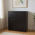 Black Wood Accent Cabinet with Two Doors and One Drawer - 37-inch