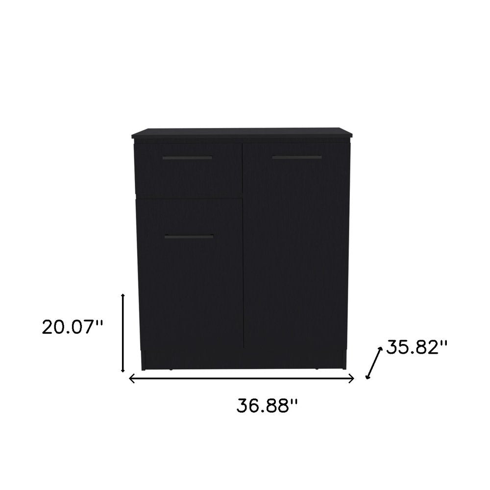 Black Wood Accent Cabinet with Two Doors and One Drawer - 37-inch