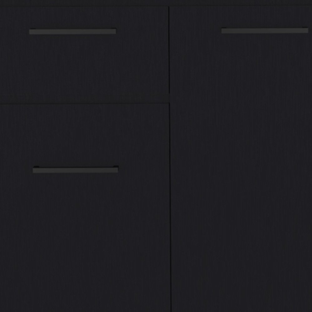 Black Wood Accent Cabinet with Two Doors and One Drawer - 37-inch