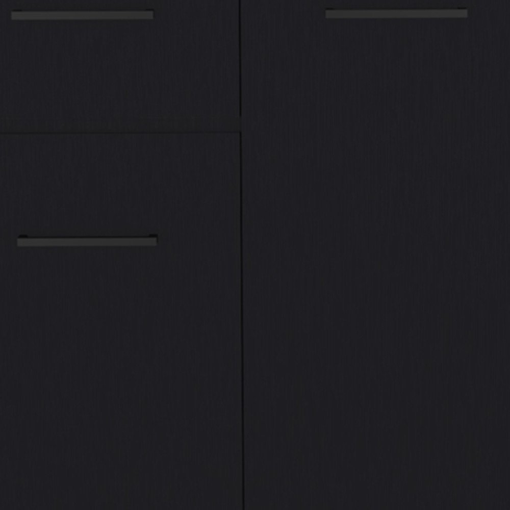 Black Wood Accent Cabinet with Two Doors and One Drawer - 37-inch