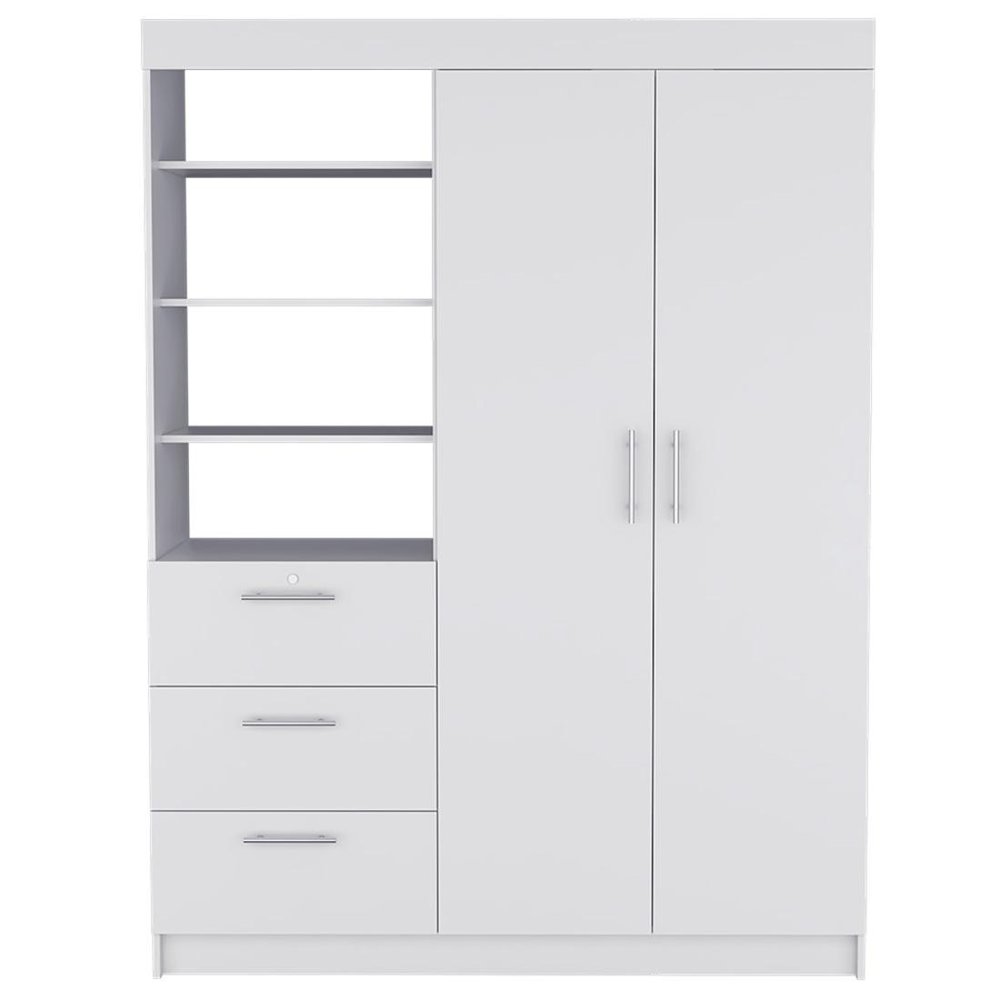 White Three Drawer Combo Dresser - 59-inch