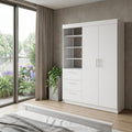 White Three Drawer Combo Dresser - 59-inch
