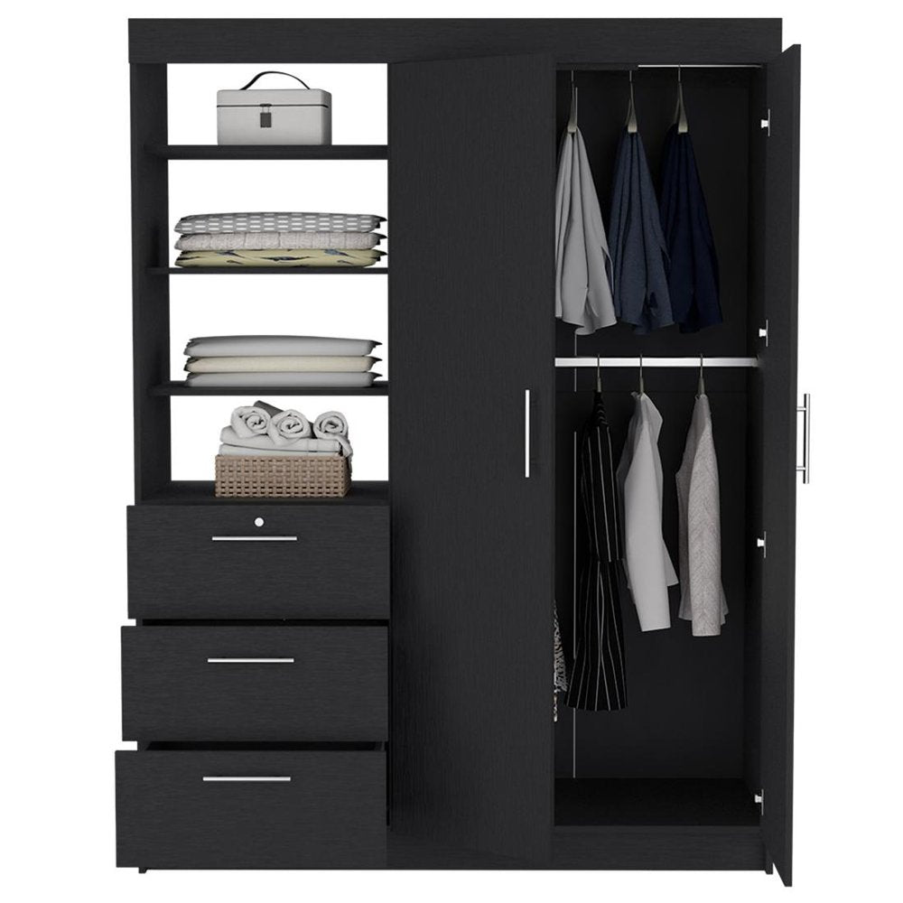White Three Drawer Combo Dresser - 59-inch
