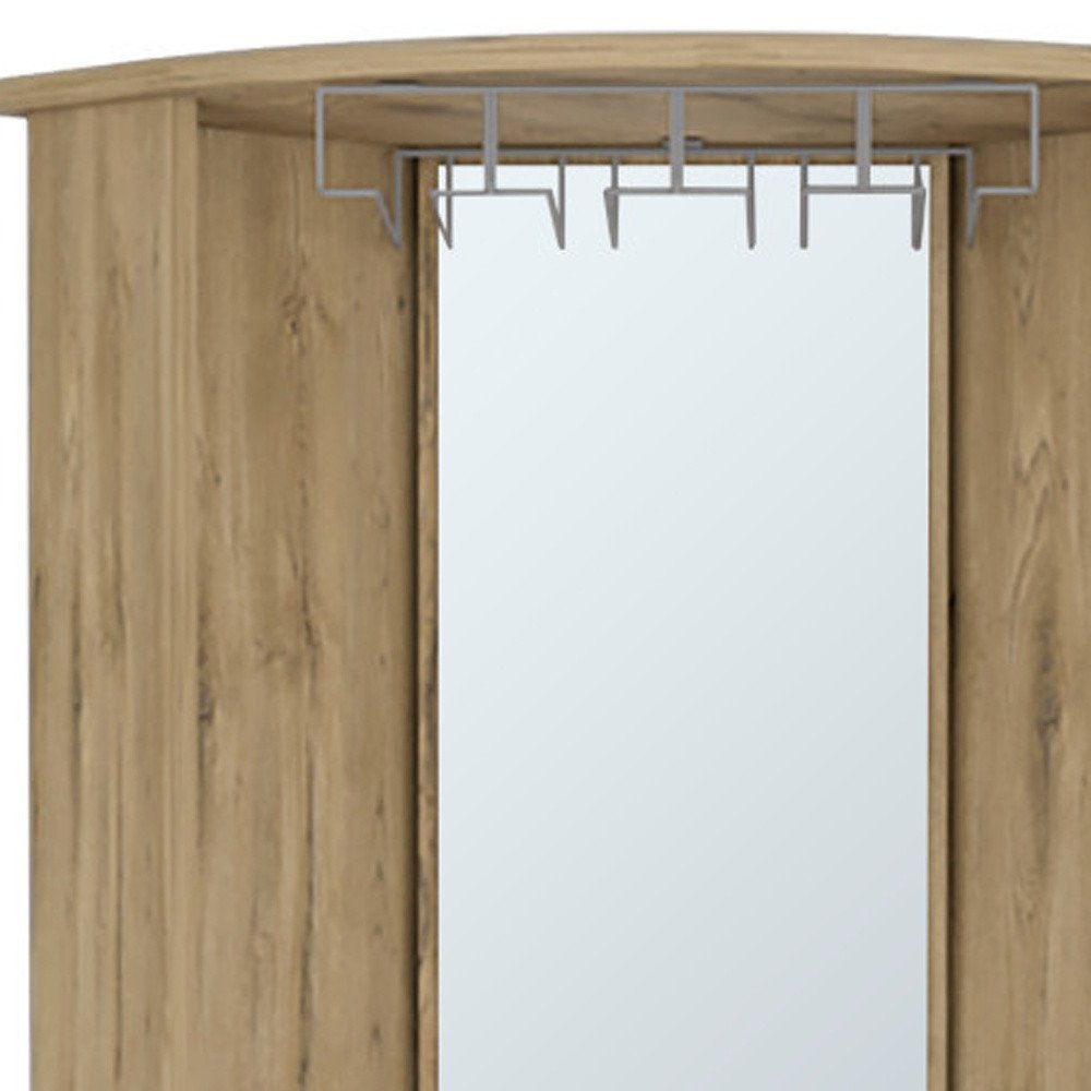 Natural Wood Corner Bar Cabinet - 18-inch