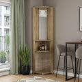 Natural Wood Corner Bar Cabinet - 18-inch