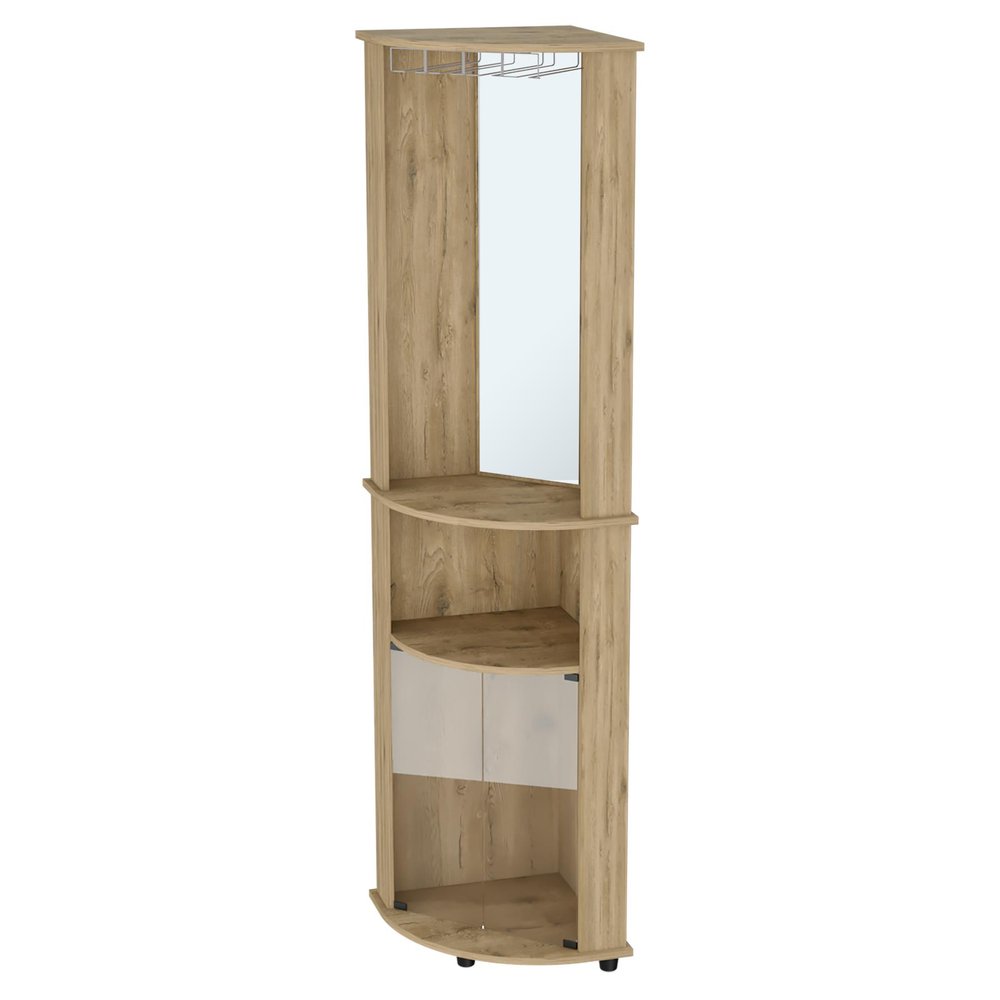 Natural Wood Corner Bar Cabinet - 18-inch