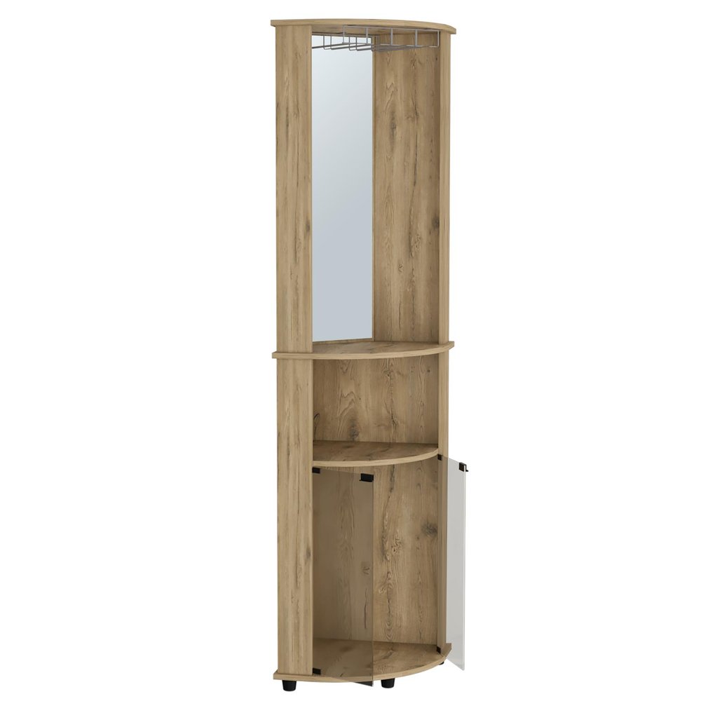 Natural Wood Corner Bar Cabinet - 18-inch