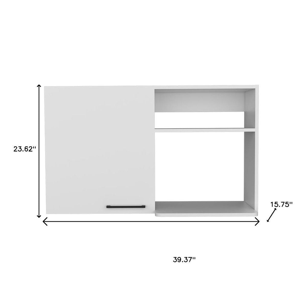White Wood Wall Mounted Accent Cabinet with Single Door - 39-inch