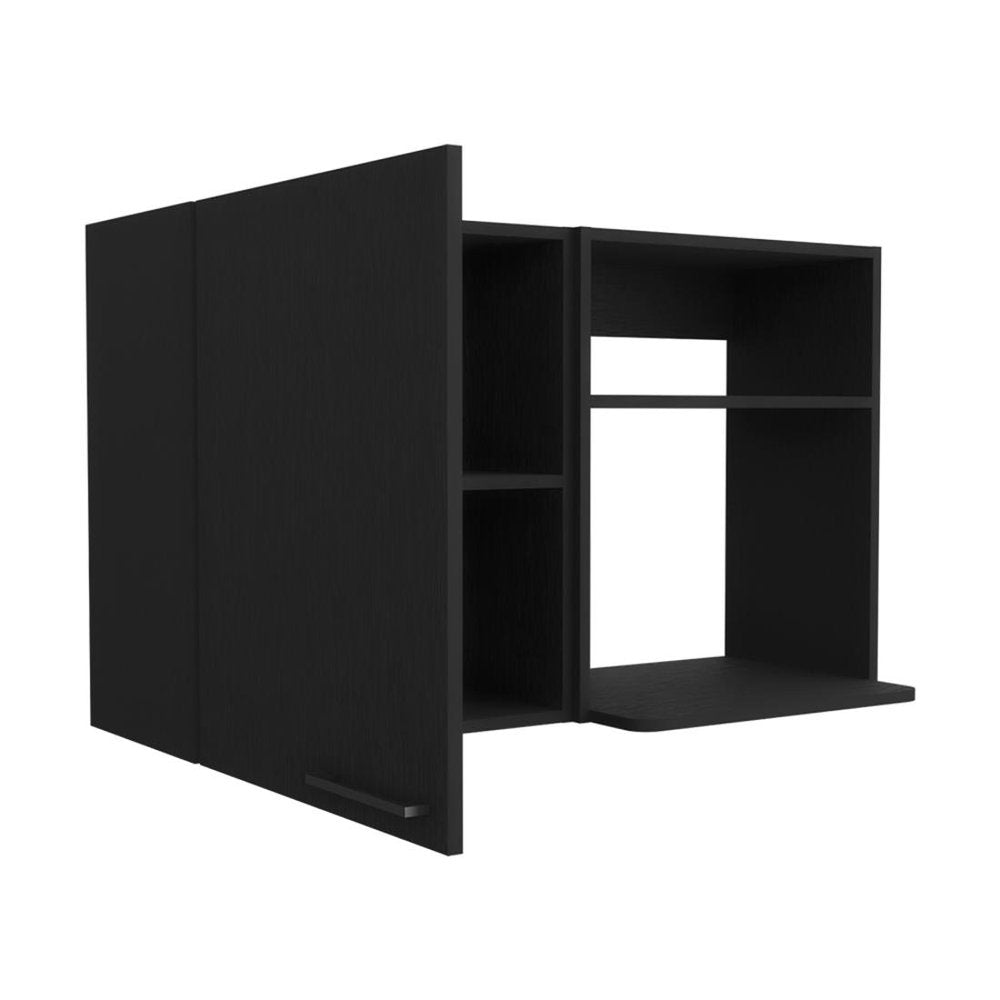 Black Wood Wall Mounted Accent Cabinet with Single Door - 39-inch