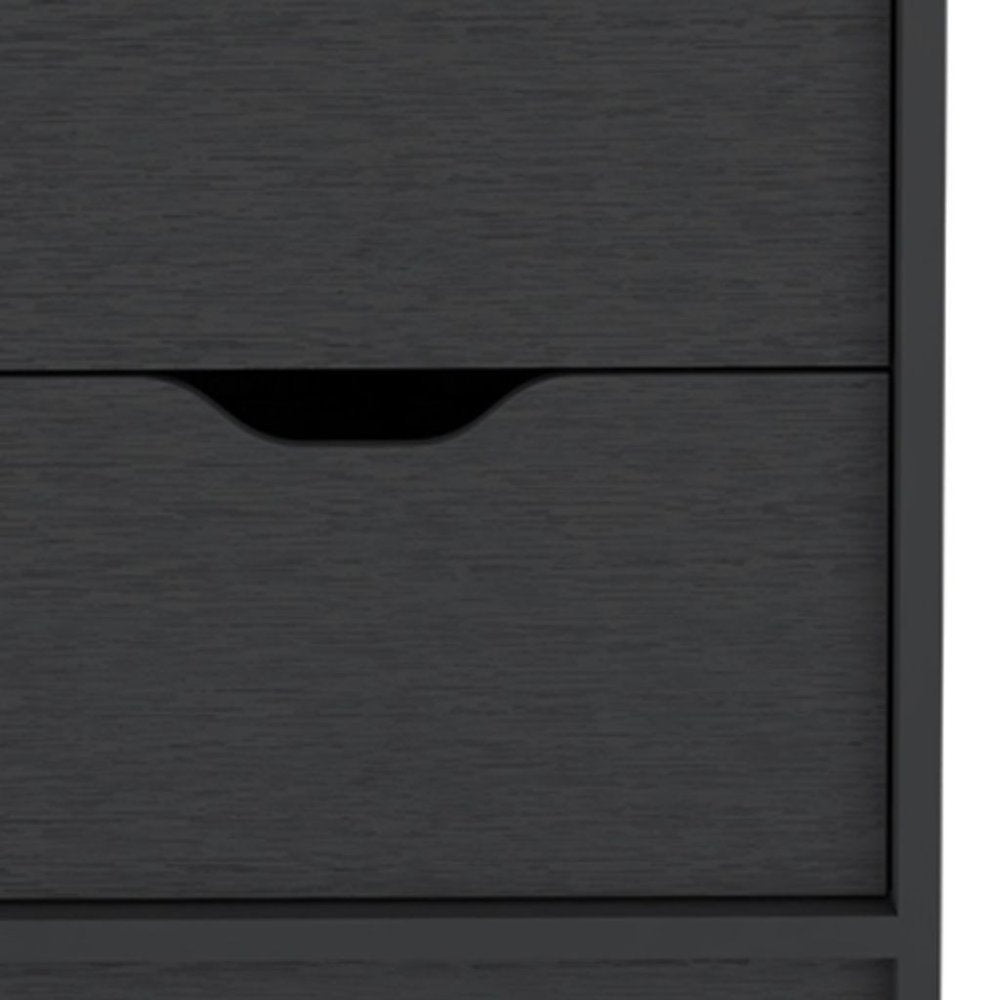 Black Wood Two Drawer Nightstand - 19-inch