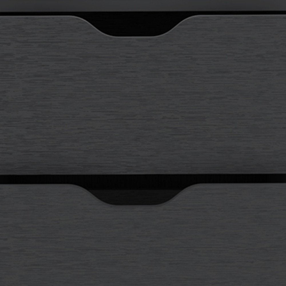 Black Wood Two Drawer Nightstand - 19-inch