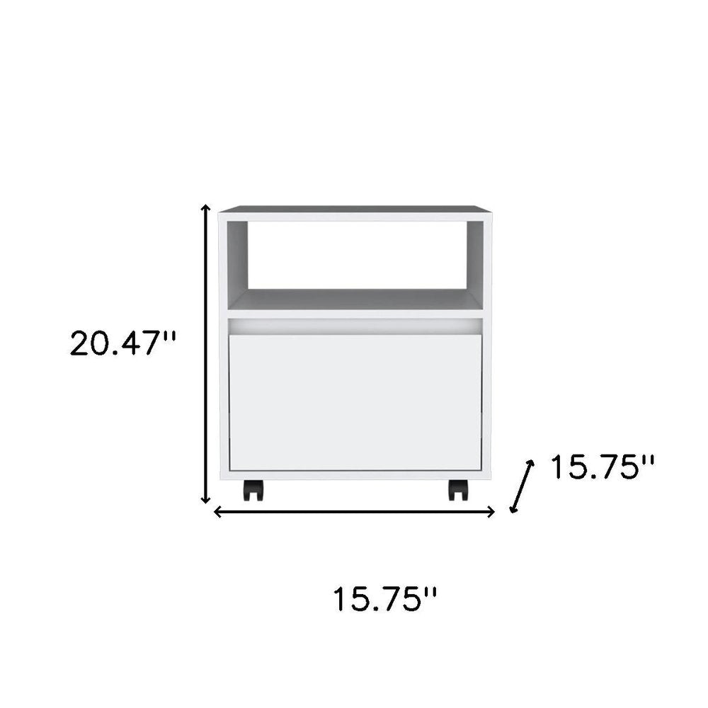 White Wood One Drawer Nightstand - 20-inch