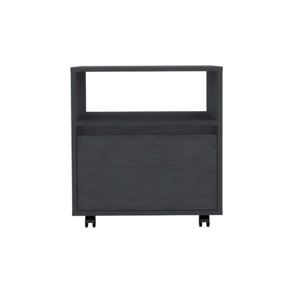 Black Wood One Drawer Nightstand - 20-inch