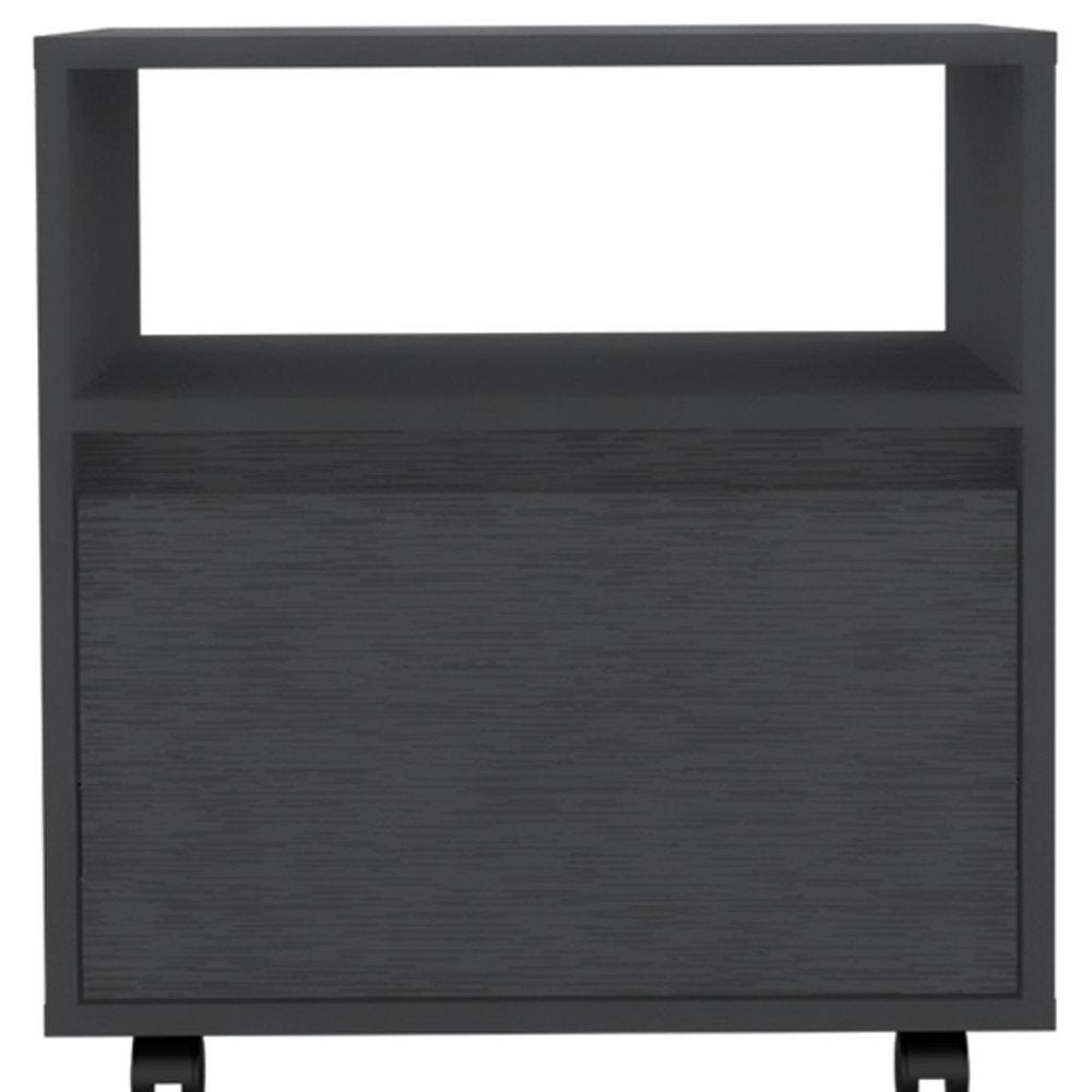 Black Wood One Drawer Nightstand - 20-inch