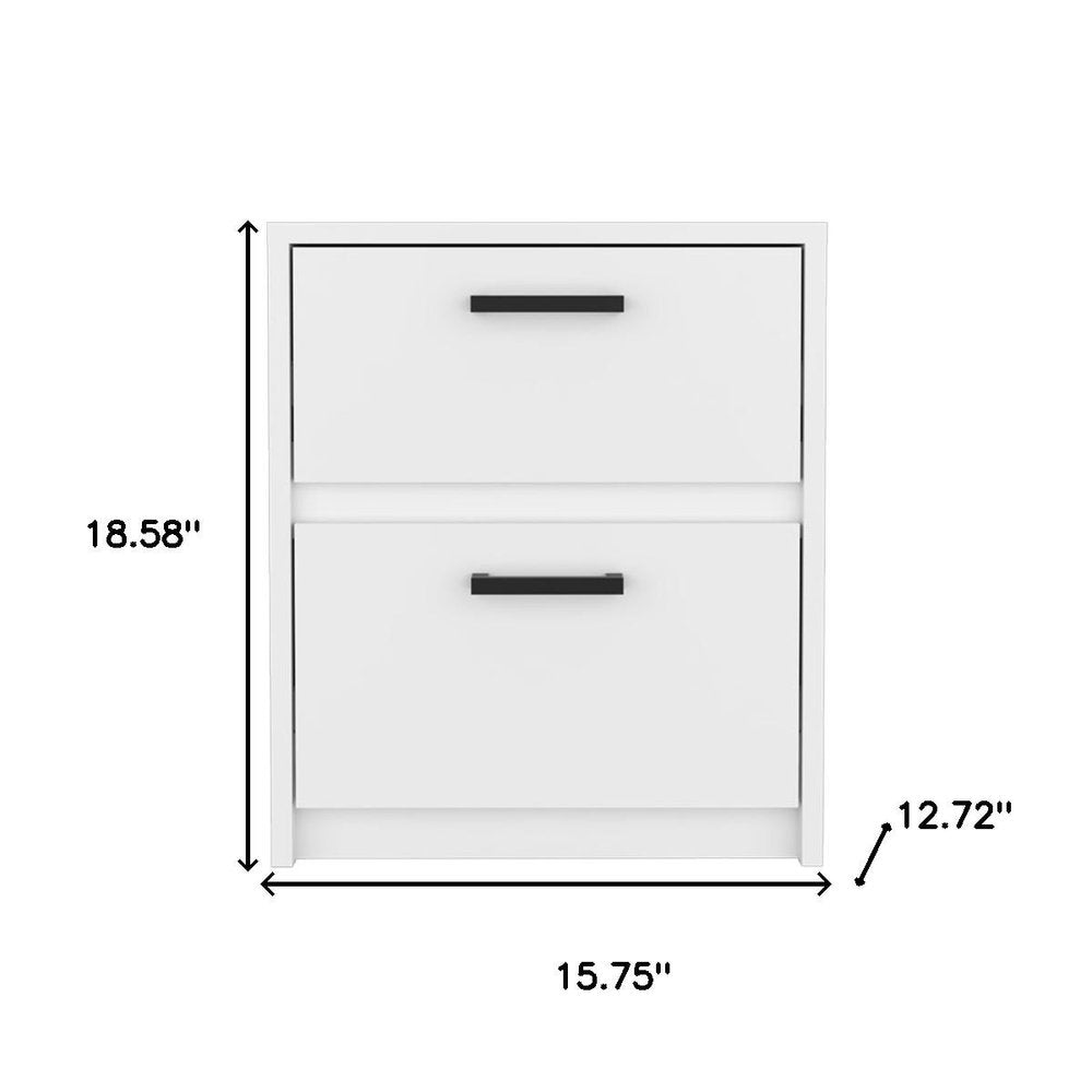 White Wood Two Drawer Nightstand - 19-inch