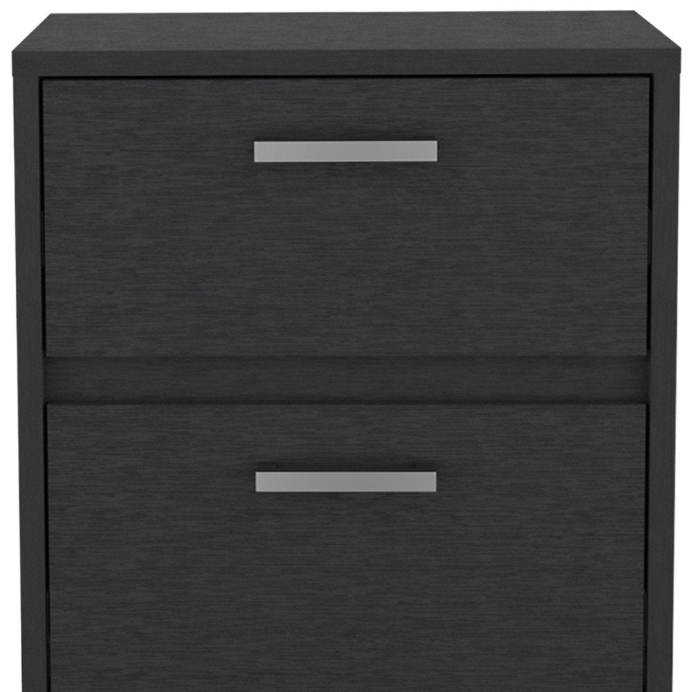 Black Wood Two Drawer Nightstand - 19-inch