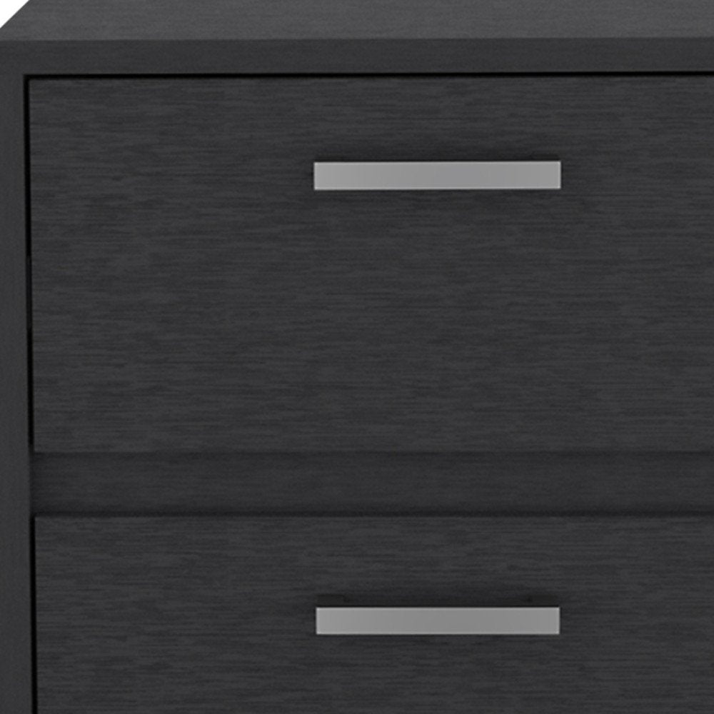 Black Wood Two Drawer Nightstand - 19-inch