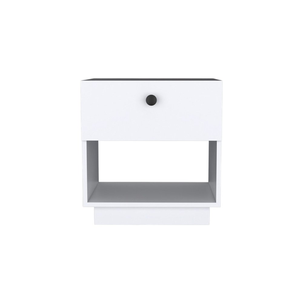 White Wood One Drawer Nightstand - 20-inch