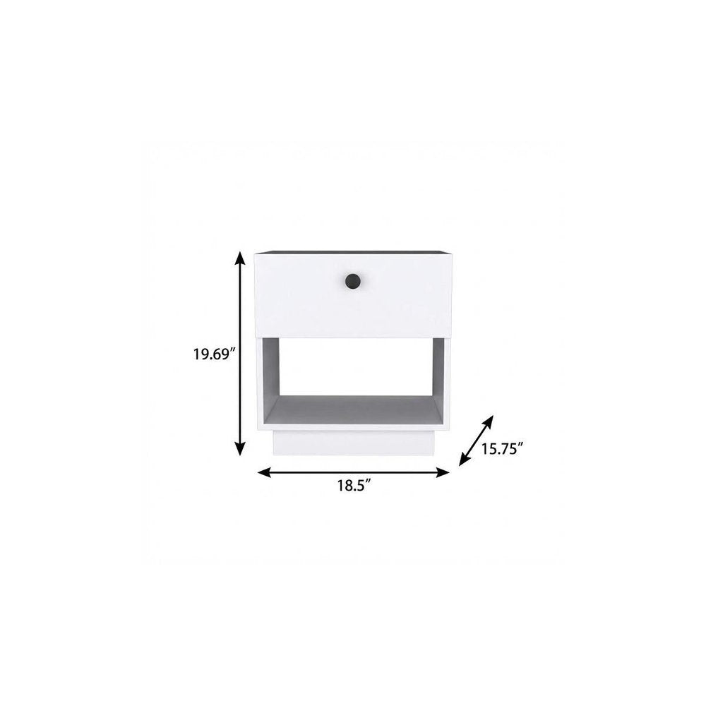 White Wood One Drawer Nightstand - 20-inch