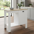 White and Natural 35 Kitchen Island with Storage