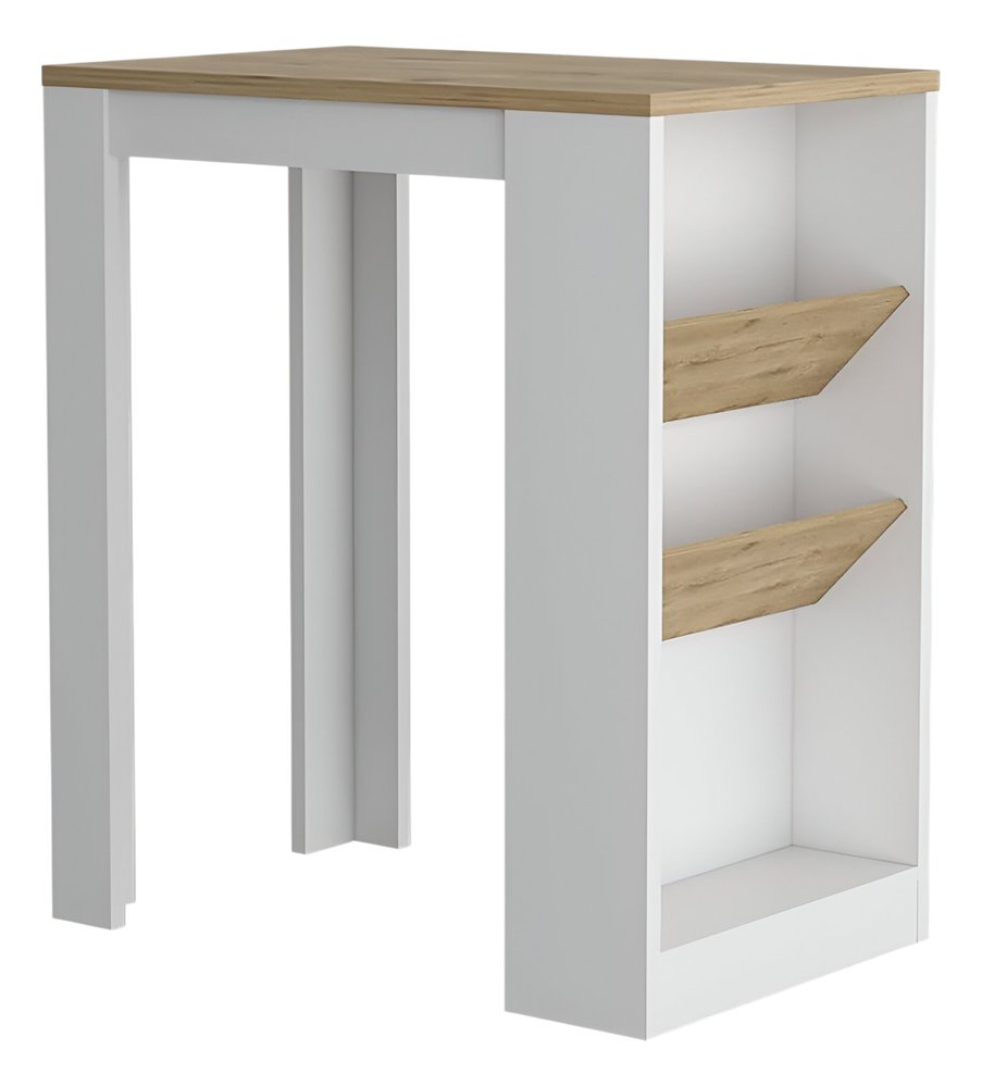 Natural and White Wood Kitchen Island with Storage - 36-inch