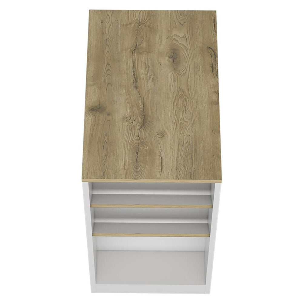 Natural and White Wood Kitchen Island with Storage - 36-inch