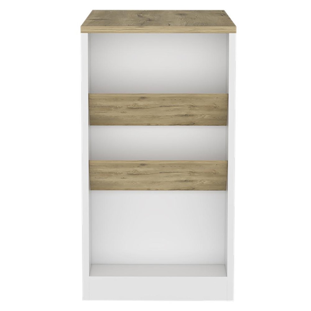 Natural and White Wood Kitchen Island with Storage - 36-inch